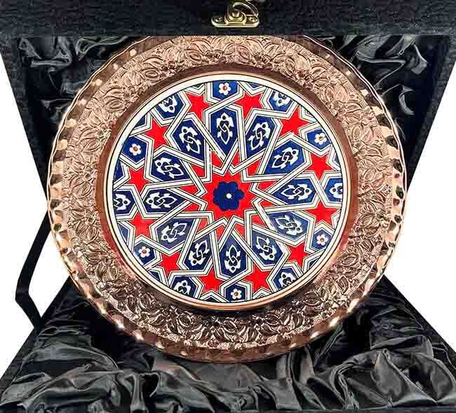 Selçuklu Yıldızı Motifli 25cm Bronz Tabak - 1