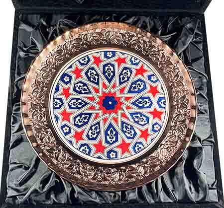 Selçuklu Yıldızı Motifli 25cm Bronz Tabak - 3