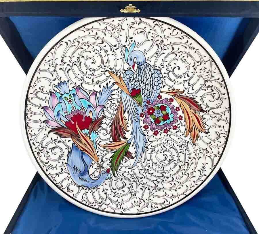 30 cm Plate de poterie Iznik de Phoenix - 1