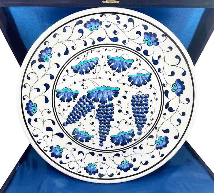 Açılışa Hediye Üzüm Salkımı Motifli 30cm İznik Çini Tabak - 1