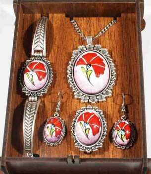 Year anniversary gift iznik pottery jewelry set - 1