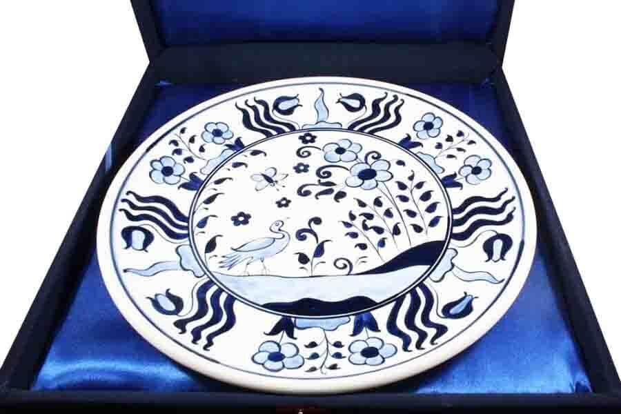 Assiette en céramique Iznik blanc bleu - 3