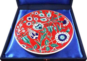 Assiette Iznik motif jardin de nuit rouge - 3