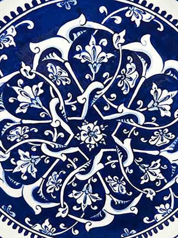 Babanakkaş Patterned Blue Statement Iznik Pottery Plate - 2