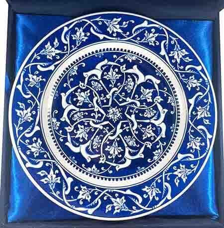 Babanakkaş Patterned Blue Statement Iznik Pottery Plate - 3