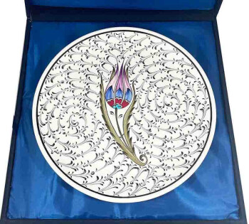 Birthday Gift Plum Tulip Motif Vip Iznik Tile Plate - 3