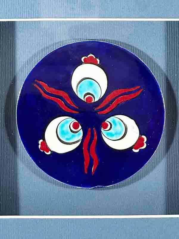 Blue Background Cintemani Motif Iznik Tile Plaque - 2