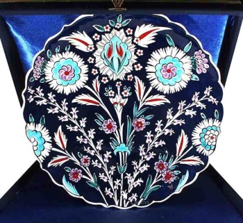 Blue Floor Iznik Pottery Plate Pattern - 1