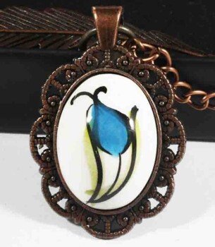 Blue Tulip Iznik Tile Bookmark - 1