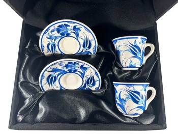 Blue Tulpe und Mündung Dual Coffee Set - 2