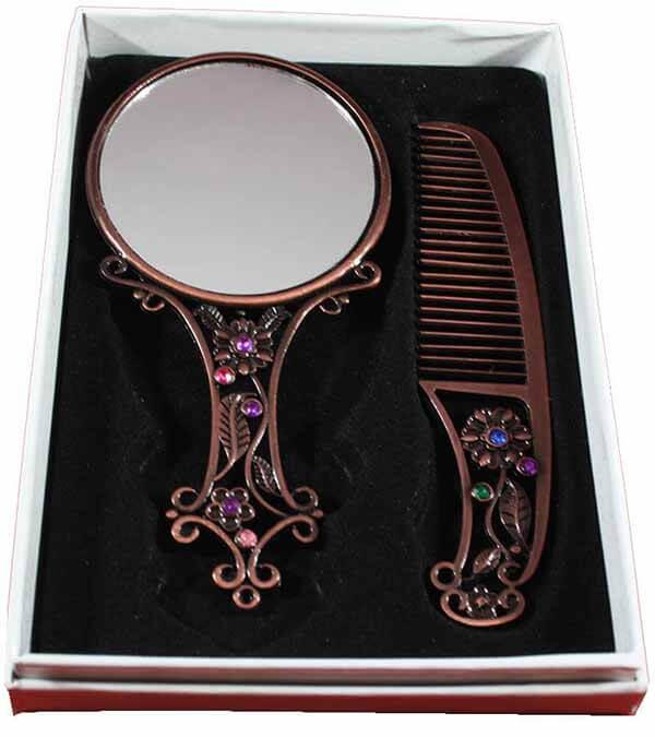 Herbal pattern pottery mirror set - 3