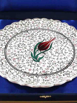 Cadeau de bureau VIP Tulip Mot à motifs 30 cm Assiette de carreaux Iznik - 3