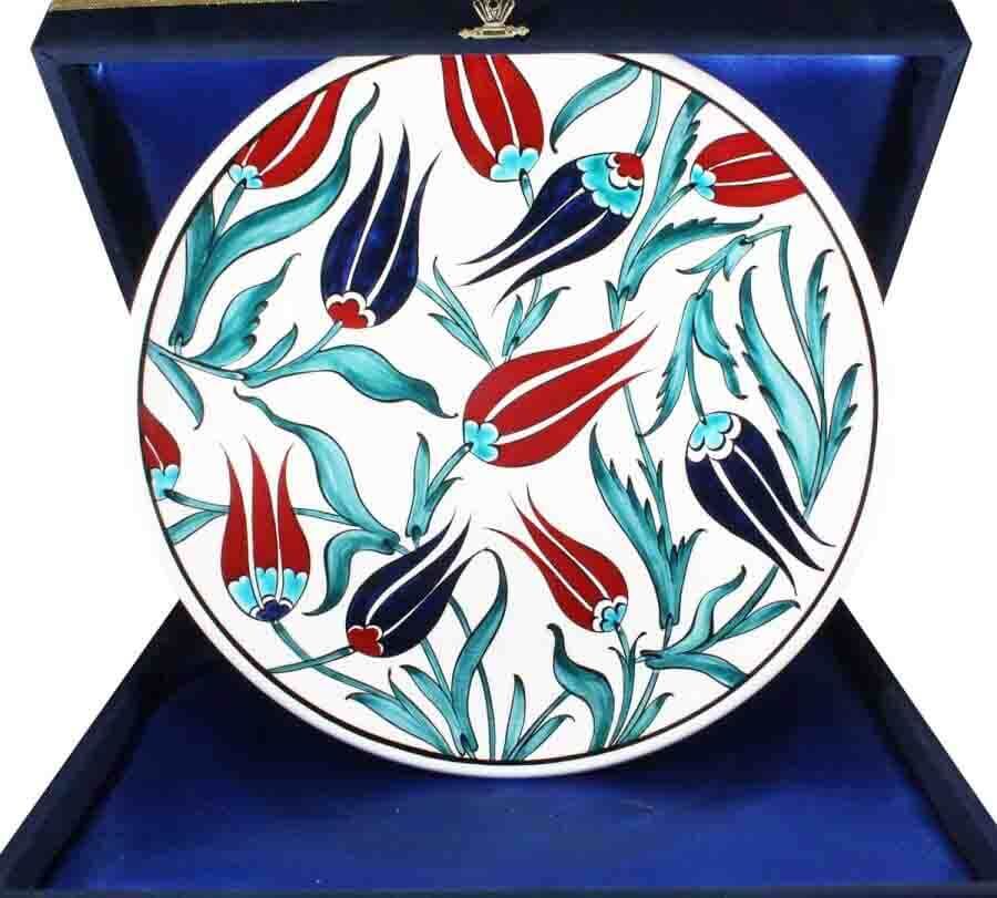 Cadeau de la Saint-Valentin 30 cm Tulip et œillets Iznik Pottery Assiette - 1