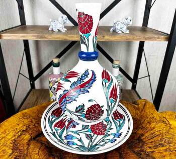 Cadeau de mariage VIP Iznik Vase en céramique et ensemble de plaques - 1