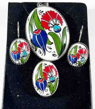 Carnation and reverse tulip jewelry set - 1