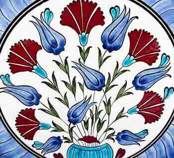 Carnation Garden Iznik Pottery Plate 25cm - 2