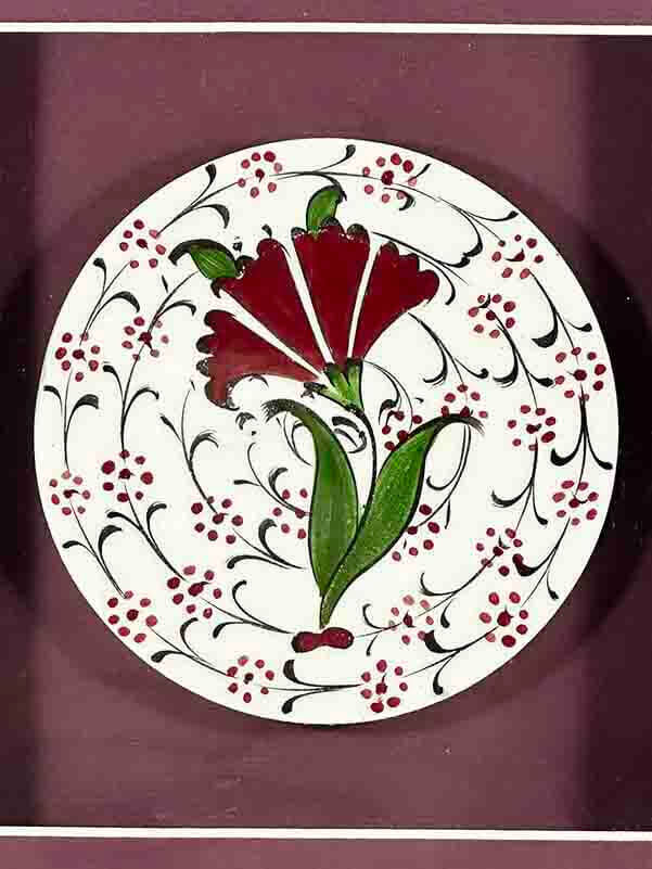Carnation Motif Iznik Tile Plaque - 2