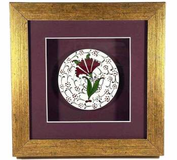 Carnation Motif Iznik Tile Plaque - 1