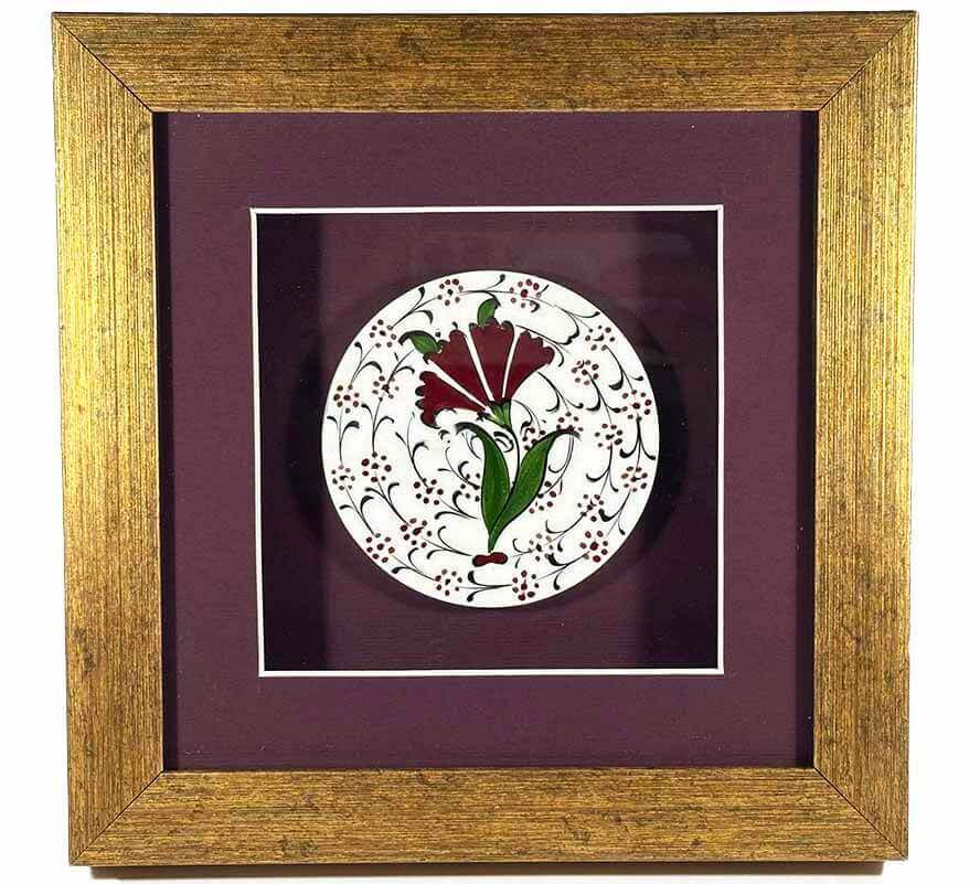 Carnation Motif Iznik Tile Plaque - 1