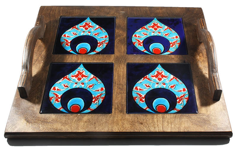 Çintemani Motif Wooden Tray - 1