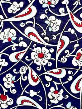 Corporate Gift Blue and White Lotus Motif Iznik Tile Plate - 2