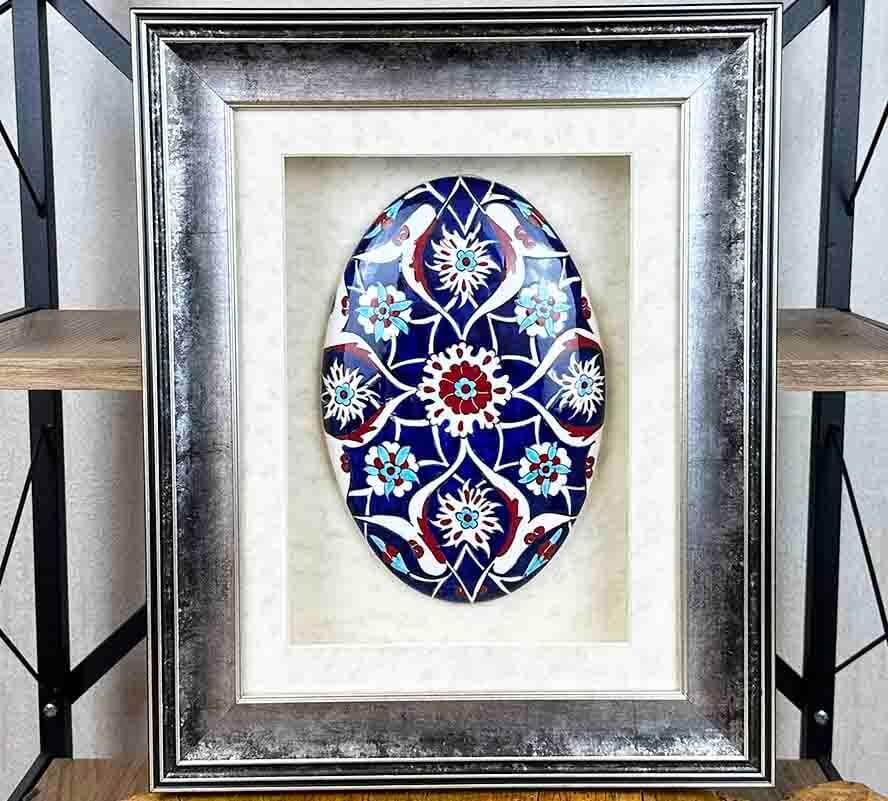 Corporate Gift Blue Lotus Motif Passe-Partout Iznik Tile - 1