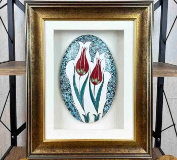 Corporate Gift Double Tulip and Golden Horn Motif Wall Hanging - 1