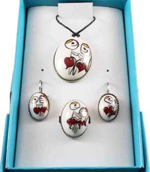 Couples in love Pottery jewelry set - 2