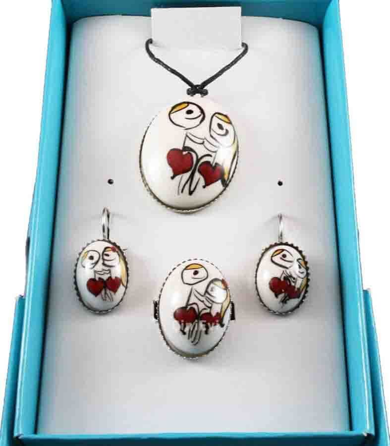 Couples in love Pottery jewelry set - 2