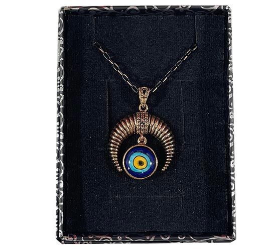 Crescent Necklace with Evil Eye Motif and Iznik Tiles - 2