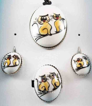 Cute cats jewelry set - 1