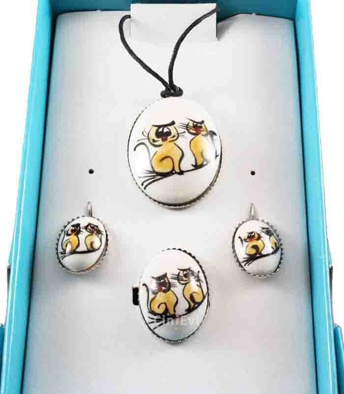 Cute cats jewelry set - 2