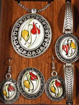 Double Tulip Iznik Jewelry Set - 2