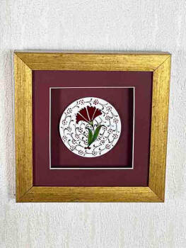 Elegant Carnation Motif Iznik Tile Plaque - 5