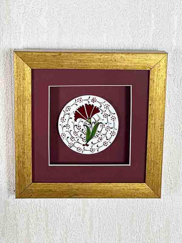 Elegant Carnation Motif Iznik Tile Plaque - 5