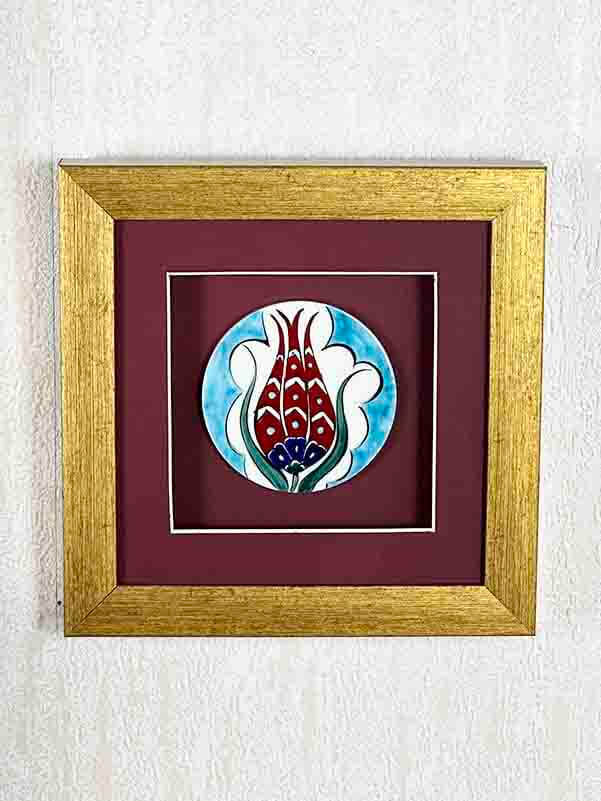 Elegant Tulip Motif Iznik Tile Plaque - 5