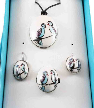 Ensemble de bijoux de poterie Love Birds - 1