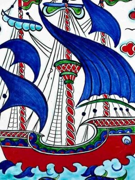 Galleon Motif 30cm Iznik Tile Plate - 2