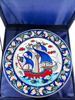 Galleon Motif 30cm Iznik Tile Plate - 3