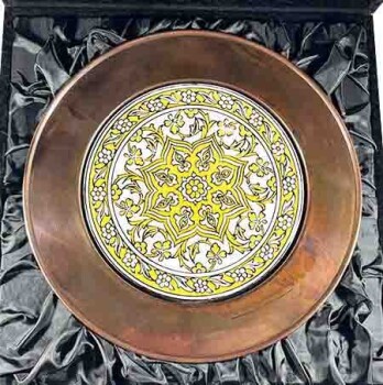 Gift abroad, yellow daisy 25cm copper plate - 3