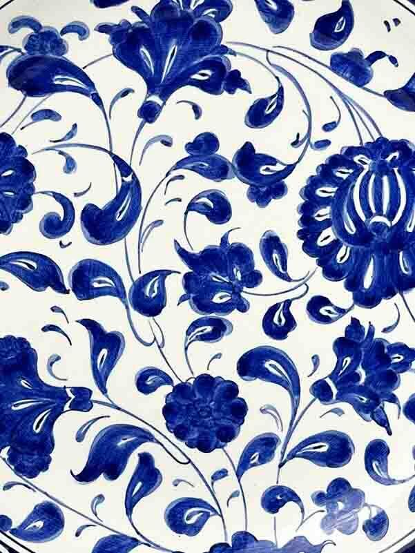 Gift for District Governor Blue and White Lotus Motif Iznik Tile Plate - 2