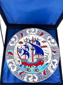 Gift for Sailor Galleon Motif 30cm Iznik Tile Plate - 2