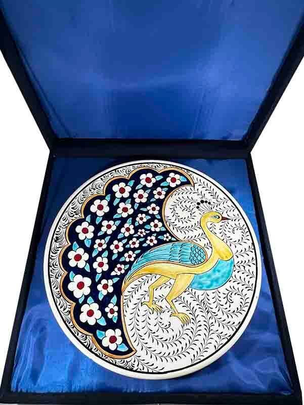 Golden Horn and Peacock VIP Iznik Tile Plate - 3