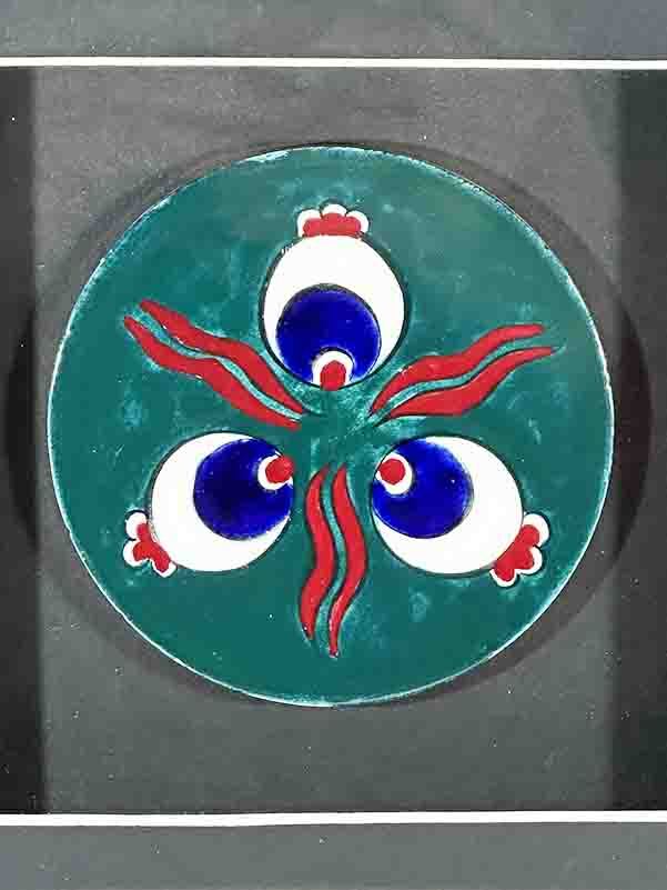 Green Background Iznik Tile Çintemani Motif Plaque - 2