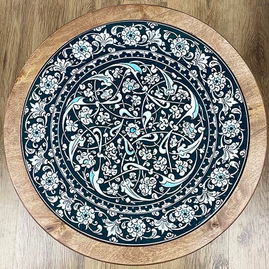 Green Lotus Motif Iznik Tile Coffee Table - 2