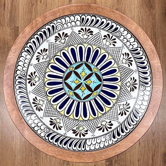 Iznik Ceramic Side Table with Millet Craft Motif - 2