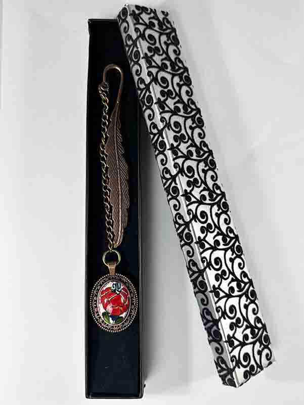 Iznik Green and Red Tulip Pattern Ceramic Bookmark - 2