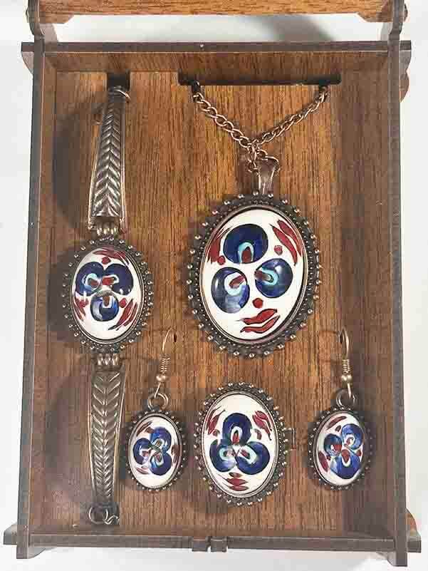 Iznik Tile Jewelry Set with Çintemani Pattern - 2