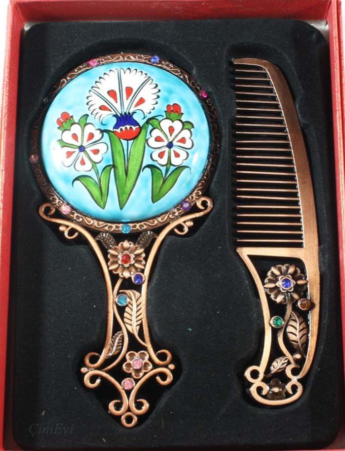 Iznik Tile Makeup Mirror Set - 1