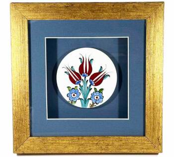 Iznik Tile Plaque with Tulip Garden Motif - 1